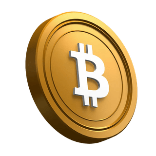 Bitcoin-(BTC)-Münze schräg im Design des Hero-Bereichs dargestellt