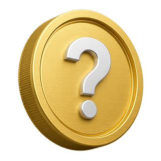 3D-Goldmünze mit einem Fragezeichen als Dekoration auf der FAQ-Seite
